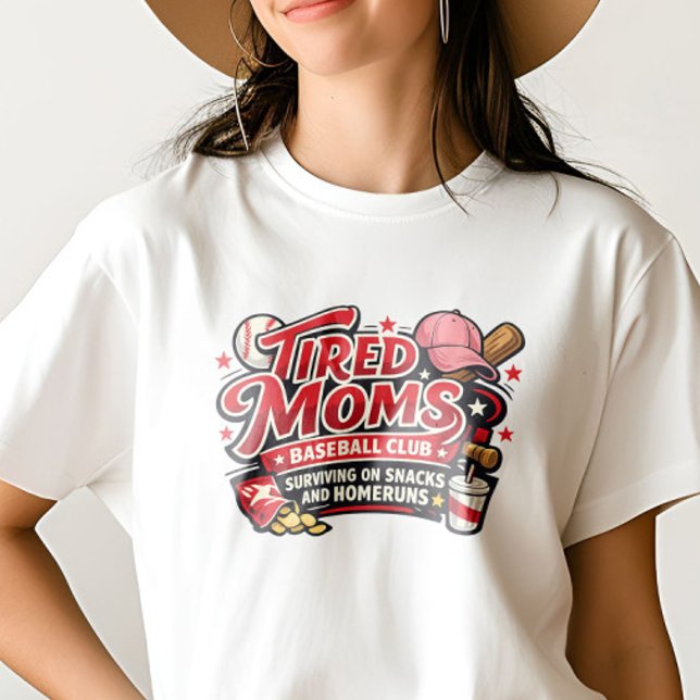 TRÖTT MAMMA Basebollbaslinje Social Klubb T Shirt (Skapare uppladdad)