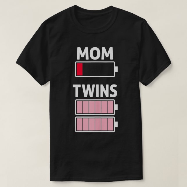 Trött Mamma-Fullt för låg batterilivsladdning med  T Shirt (Design framsida)