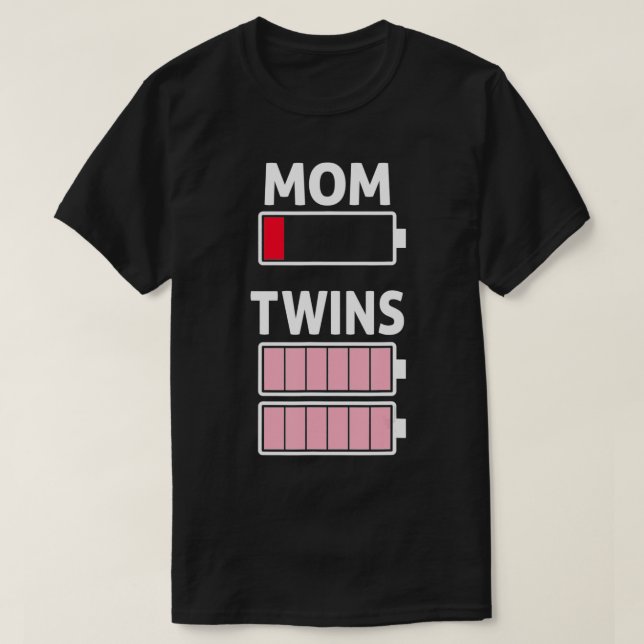 Trött Mamma-Fullt för låg batterilivsladdning med  T Shirt (Design framsida)