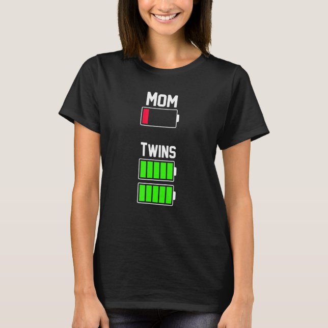 Trött Mamma lågbatteri Mors dag T Shirt (Framsida)