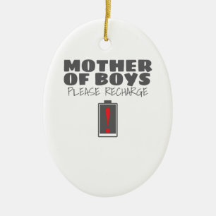 Trött Mamma Mor av Boys, var vänlig och ta tillb Julgransprydnad Keramik