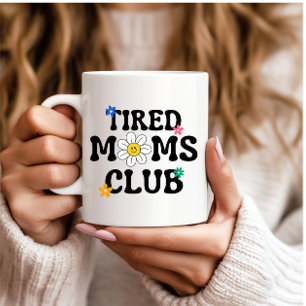 Trött Mammor Klubb Retro Daisy Funny Kaffemugg