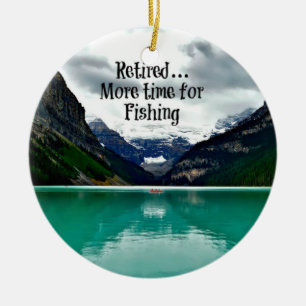 Trött.. mer tid för fiske julgransprydnad keramik