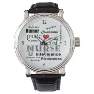 Trött Nurse-Ord Cloud+Red Heart Armbandsur
