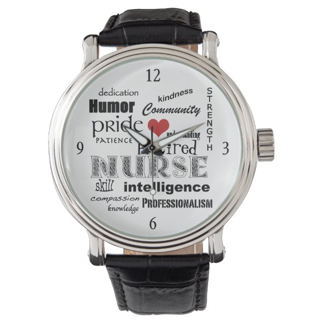 Trött Nurse-Ord Cloud+Red Heart Armbandsur (Framsida)