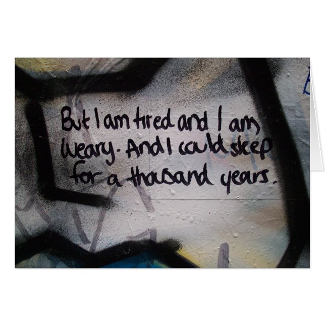 Trött och uttröttadt hälsningskort (Framsidan Horizontal)