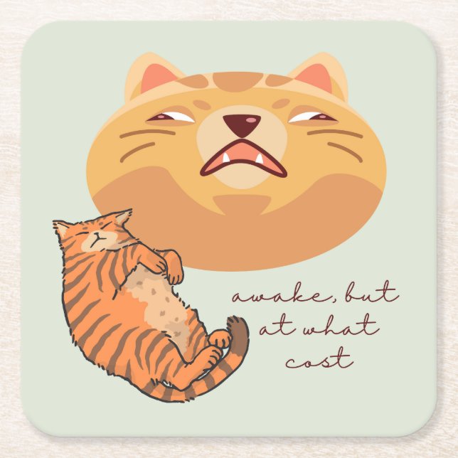 Trött Orange Katt Underlägg Papper Kvadrat (Framsidan)