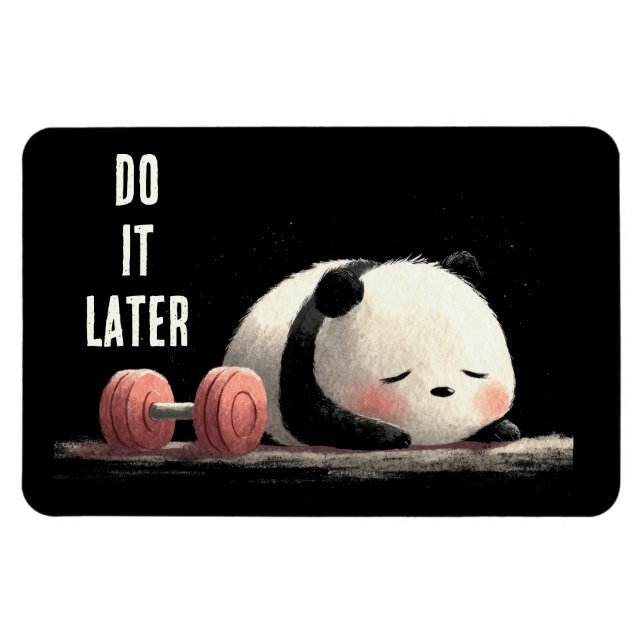 Trött Panda Gym – Rollig och söt träning konst Magnet (Horisontell)