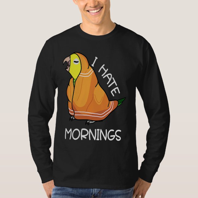 Trött papegoja hatar morgnar I Dubbel gulhuvad T Shirt (Framsida)