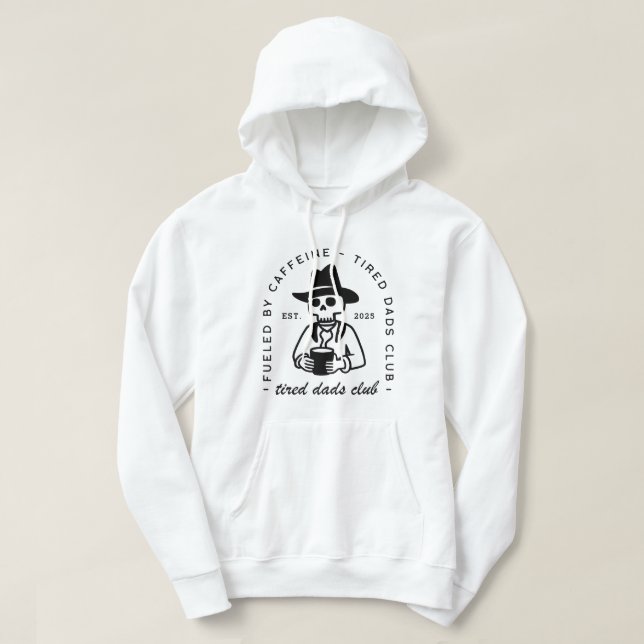 Trött pappor klubb ny pappa, rolig kaffecowboy hoodie (Design framsida)