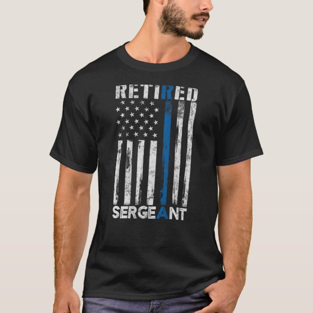 Trött polisgåva Thin Blue Line Americ T Shirt (Framsida)