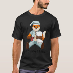Trött räv, där kampen håller på att ta sig ur t shirt
