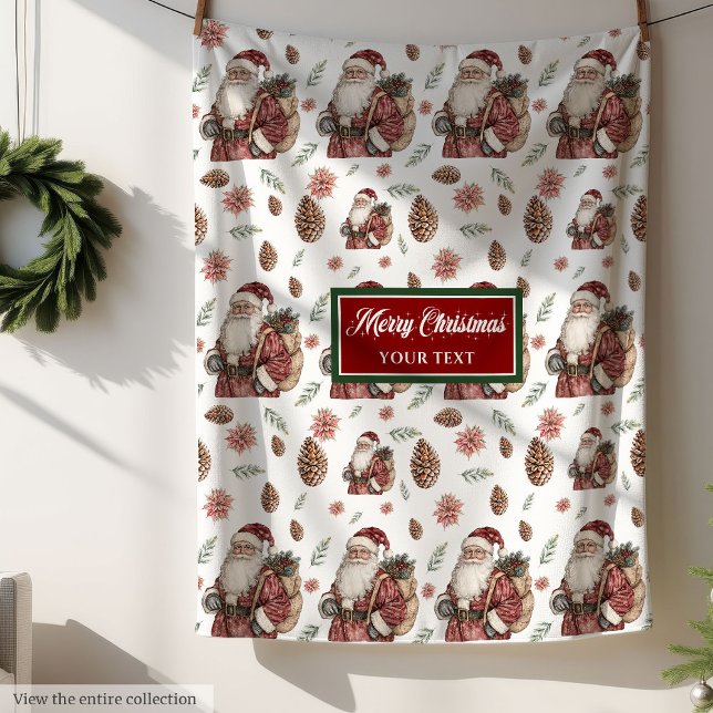 Trött rött rött Grönt med ditt namn Fleecefilt (Timeless Classic Red Green Blanket with Your Name)