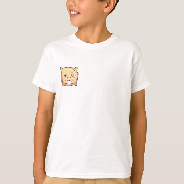 Trött Sömnig Kaffe Kudde Barn T Shirt (Framsida)