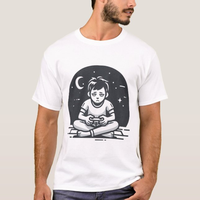 Trött spelarnattläge t shirt (Framsida)