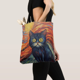 Trött svart kattavbildning av Edvard Munch inspire Tygkasse