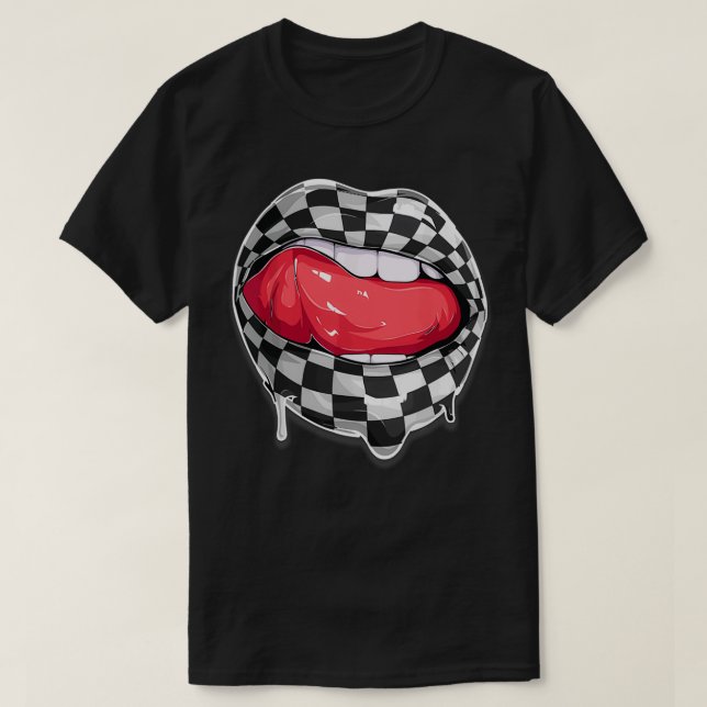 Trött, svart, vit tvättbord t shirt (Design framsida)