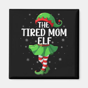 Trött tomte-mamma jul tjejer kvinnor tomte-styrka magnet