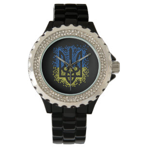 Trött tryzub-spridningshem i ukrainska emblem armbandsur