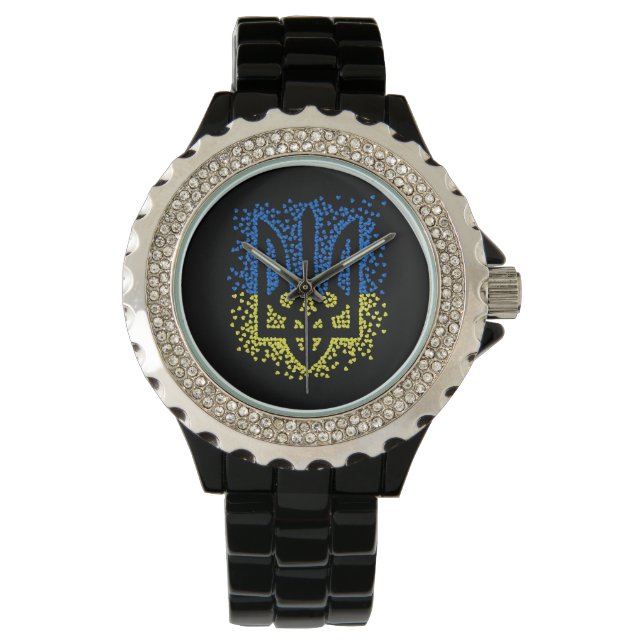 Trött tryzub-spridningshem i ukrainska emblem armbandsur (Framsida)