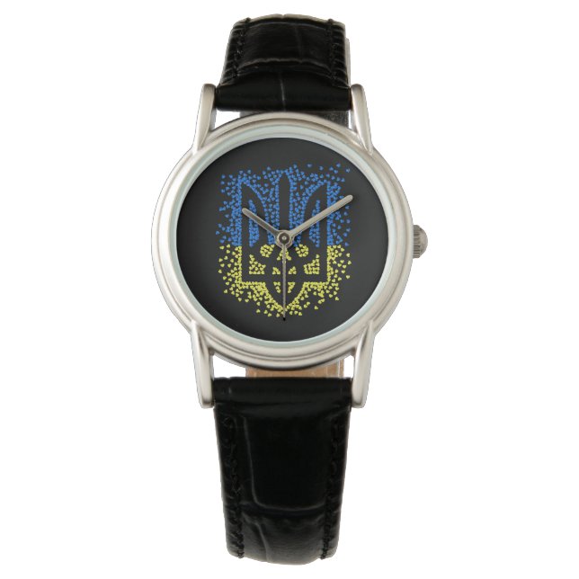 Trött tryzub-spridningshem i ukrainska emblem armbandsur (Framsida)