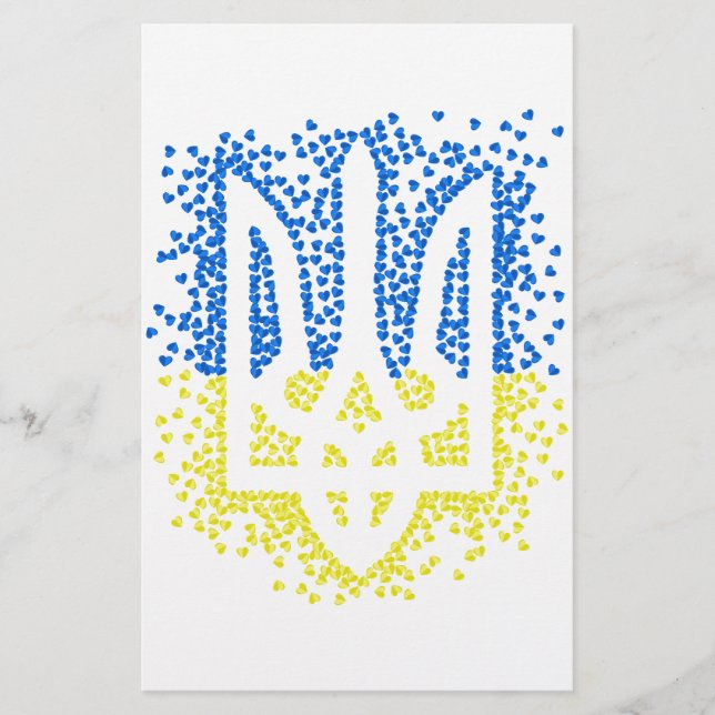 Trött tryzub-spridningshem i ukrainska emblem brevpapper (Framsida)
