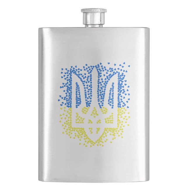 Trött tryzub-spridningshem i ukrainska emblem fickplunta (Framsidan)