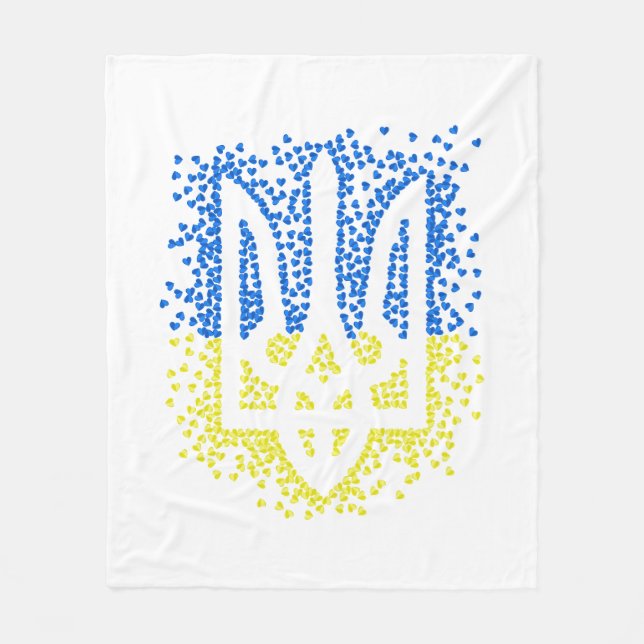 Trött tryzub-spridningshem i ukrainska emblem fleecefilt (Framsidan)