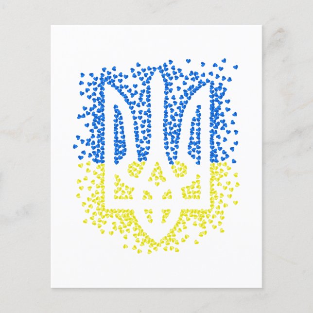 Trött tryzub-spridningshem i ukrainska emblem flygblad (Framsidan)