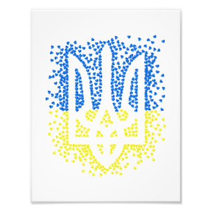 Trött tryzub-spridningshem i ukrainska emblem fototryck