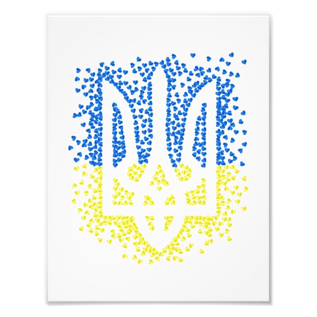 Trött tryzub-spridningshem i ukrainska emblem fototryck (Framsidan)