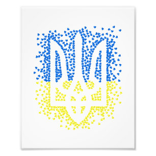 Trött tryzub-spridningshem i ukrainska emblem fototryck