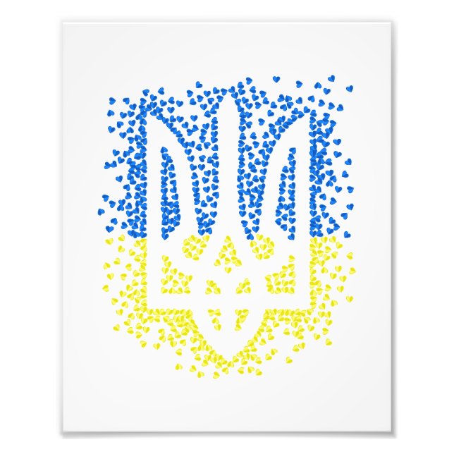 Trött tryzub-spridningshem i ukrainska emblem fototryck (Framsidan)