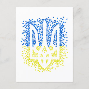 Trött tryzub-spridningshem i ukrainska emblem helg vykort