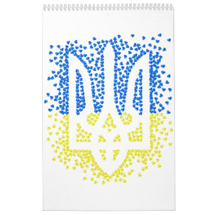 Trött tryzub-spridningshem i ukrainska emblem kalender