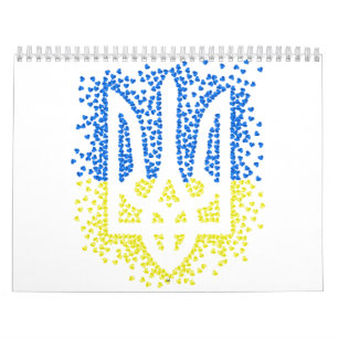 Trött tryzub-spridningshem i ukrainska emblem kalender