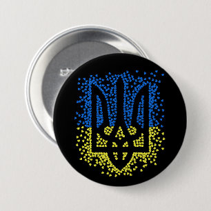 Trött tryzub-spridningshem i ukrainska emblem knapp