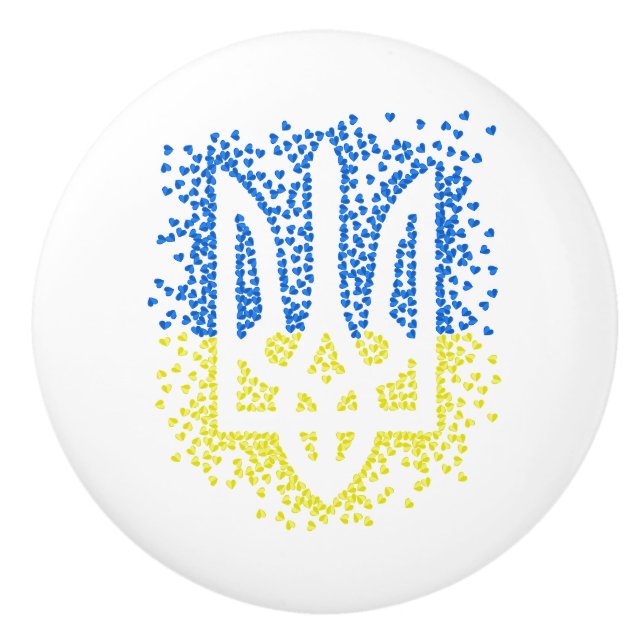 Trött tryzub-spridningshem i ukrainska emblem knopp (Framsidan)