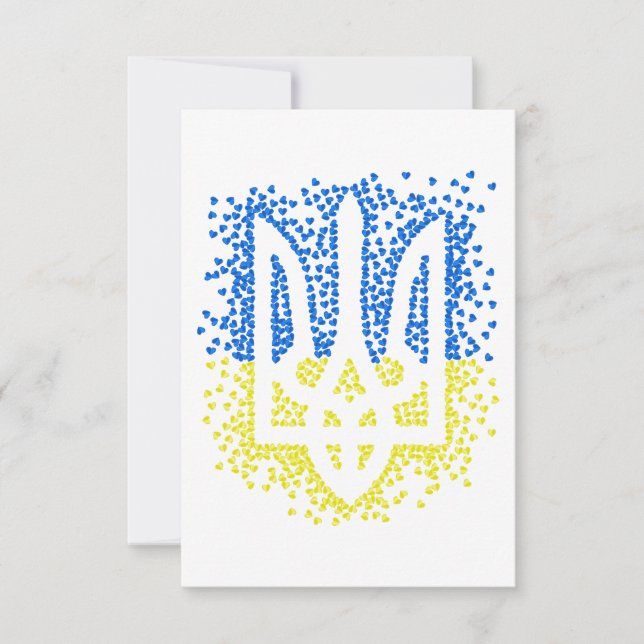 Trött tryzub-spridningshem i ukrainska emblem kort (Framsida)