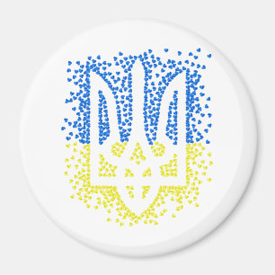 Trött tryzub-spridningshem i ukrainska emblem magnet