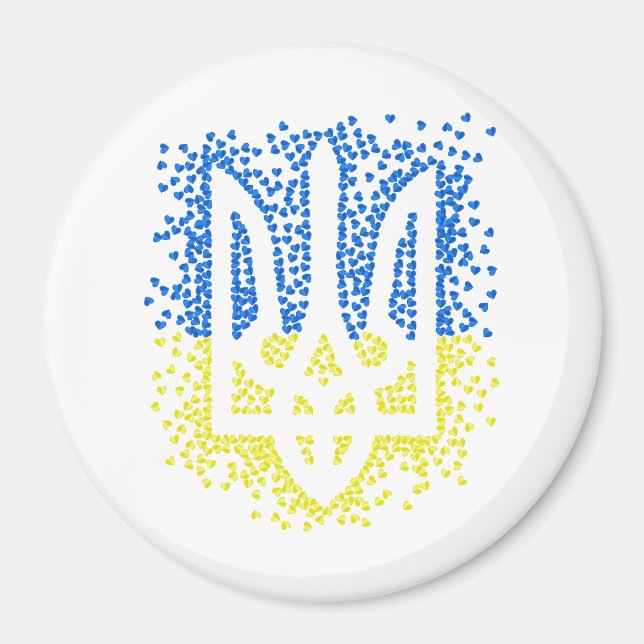 Trött tryzub-spridningshem i ukrainska emblem magnet (Framsidan)
