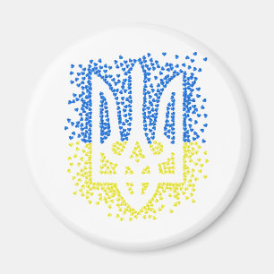 Trött tryzub-spridningshem i ukrainska emblem magnet