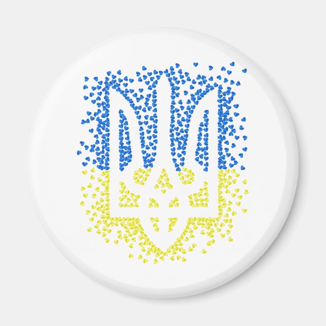 Trött tryzub-spridningshem i ukrainska emblem magnet (Framsidan)