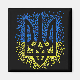 Trött tryzub-spridningshem i ukrainska emblem magnet
