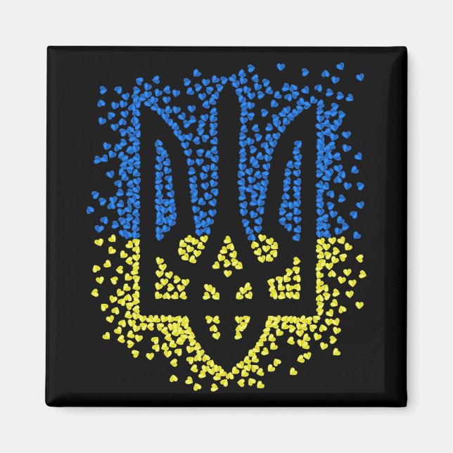 Trött tryzub-spridningshem i ukrainska emblem magnet (Framsidan)