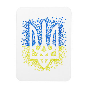 Trött tryzub-spridningshem i ukrainska emblem magnet