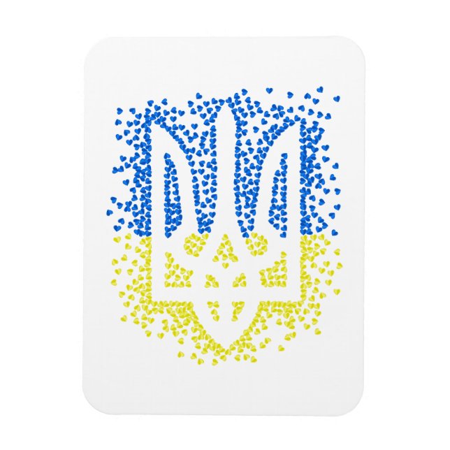 Trött tryzub-spridningshem i ukrainska emblem magnet (Vertikal)