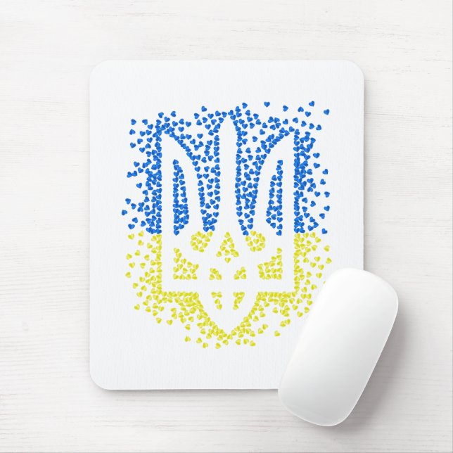 Trött tryzub-spridningshem i ukrainska emblem musmatta (Med mus)