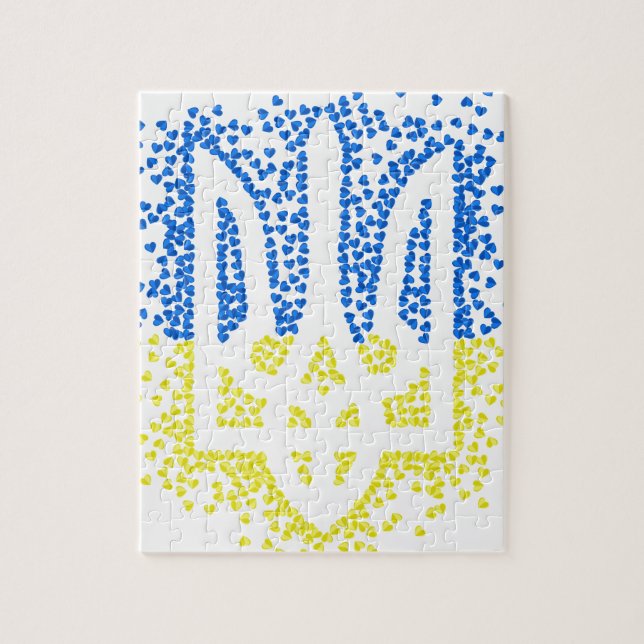 Trött tryzub-spridningshem i ukrainska emblem pussel (Vertikal)