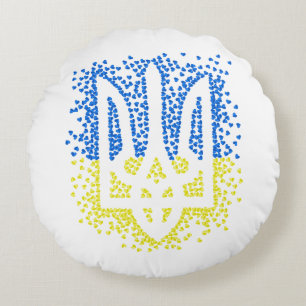 Trött tryzub-spridningshem i ukrainska emblem rund kudde